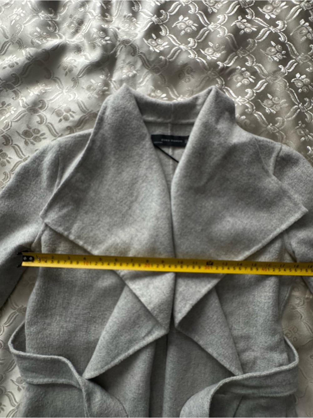 Zara Woman Hand Made Grey Wool Blend Waterfall Wrap Coat XS fit S - Picture 10 of 13